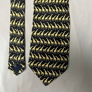 Gap Premium 69 Authentic Neckwear Silk Tie Yellow Giraffe Print Gold Black Italy